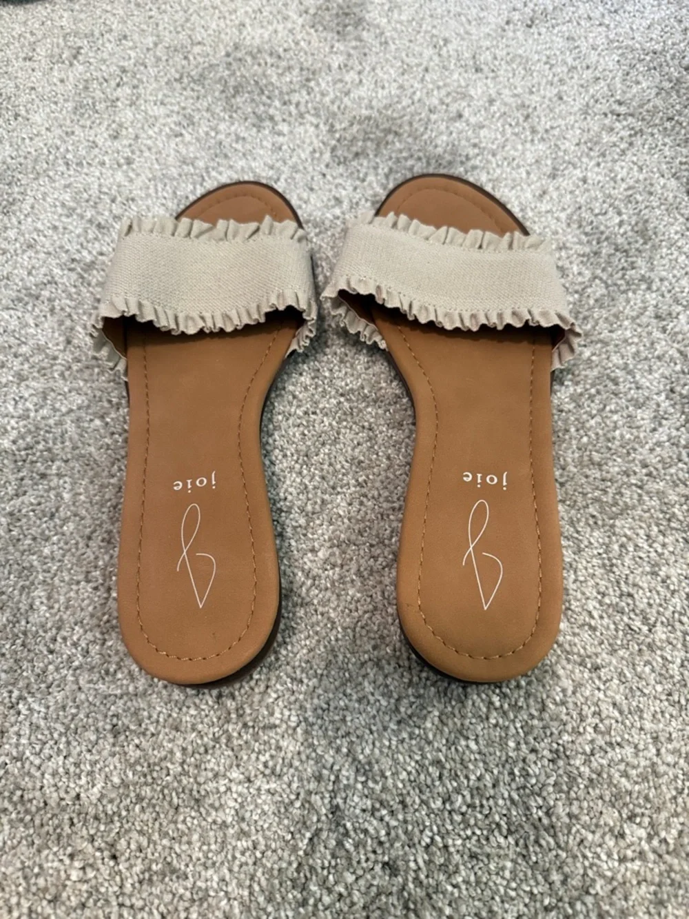 Joie Cream Ruffle Strap Slide Sandals - Picture 1 of 3